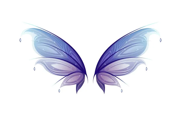Schöner Flügel Aufkleber Mit Entzückenden Feen Oder Schmetterlingsflügeln Für Flug — Stockvektor