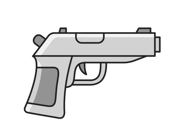 Pistool Eenvoudig Pictogram Sticker Met Vuurwapen Revolver Voor Schieten Inventaris — Stockvector