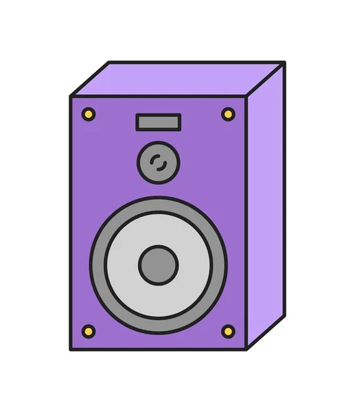 Ikona Pozycji Gry Kolorowa Naklejka Retro Głośnikiem Lub Magnetofonem Słuchania — Wektor stockowy