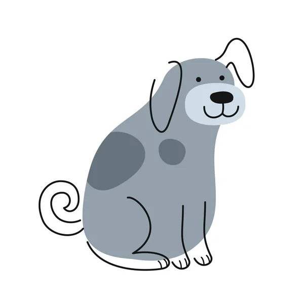 Cão Doodle Bonito Adesivo Colorido Ícone Com Filhote Cachorro Engraçado — Vetor de Stock