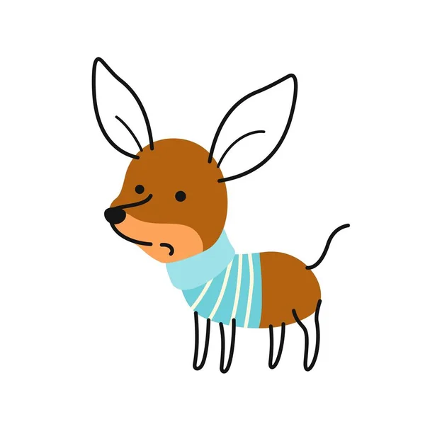 Lindo Perro Doodle Pegatina Con Pequeño Cachorro Chihuahua Suéter Cálido — Archivo Imágenes Vectoriales