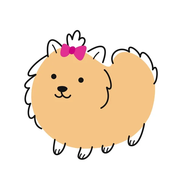 Cão Doodle Bonito Colorido Adesivo Ícones Com Fofo Pomeranian Spitz —  Vetores de Stock