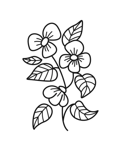 Minimalistisk Blommig Gren Vacker Fältväxt Med Små Blommor Hand Dras — Stock vektor