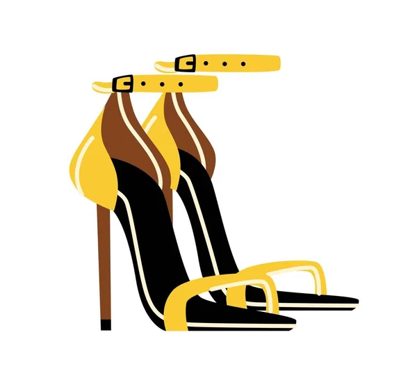 Moda Kadın Kıyafetleri Yüksek Ince Topuklu Yaz Sandaletleriyle Karalama Çıkartması — Stok Vektör