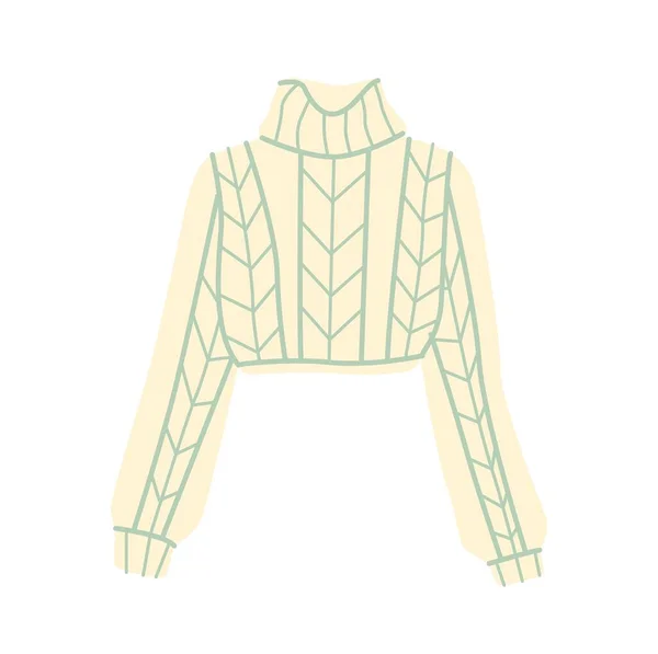 Módní Dámské Oblečení Samolepka Teplým Pleteným Svetrem Pro Zimní Sezónu — Stockový vektor