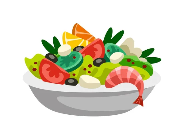 Nourriture Noël Traditionnelle Bol Avec Salade Légumes Fruits Mer Délicieux — Image vectorielle