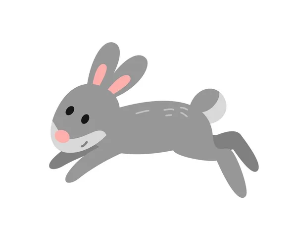 野生森林动物 色彩斑斓的贴纸 上面贴着毛茸茸的小兔子或野兔 可爱的林地兔子或哺乳动物 打印的设计元素 在白色背景上孤立的卡通平面矢量图解 — 图库矢量图片