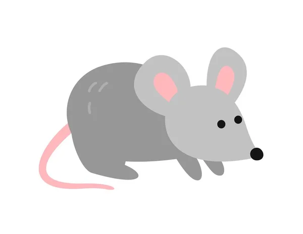 Animal Selvagem Floresta Adesivo Colorido Com Pequeno Mouse Cinza Mamífero — Vetor de Stock