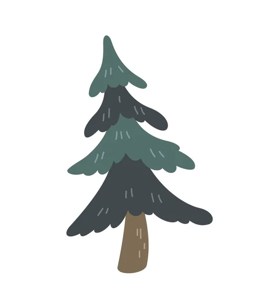 Green Forest Tree Sticker Doodle Coloré Avec Plante Résineuse Belle — Image vectorielle