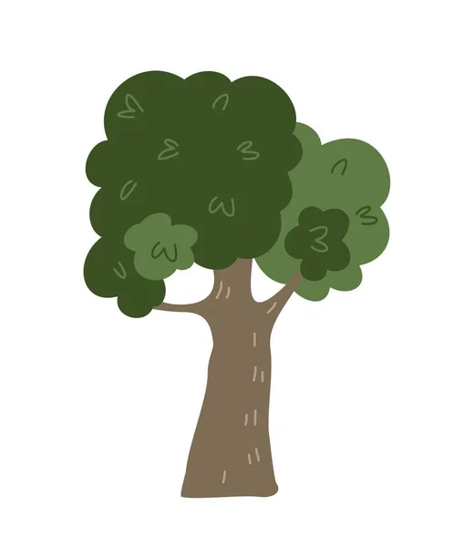 Grüner Waldbaum Bunte Sticker Mit Waldeiche Natur Und Umwelt Wachsende — Stockvektor