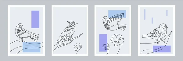 Bandeiras Para Pássaros Criatividade Minimalista Arte Para Impressão Cartaz Capa —  Vetores de Stock