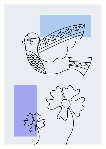 Vogels Lijn Banner Concept Esthetiek Elegantie Dieren Met Vleugels Snavel — Stockvector
