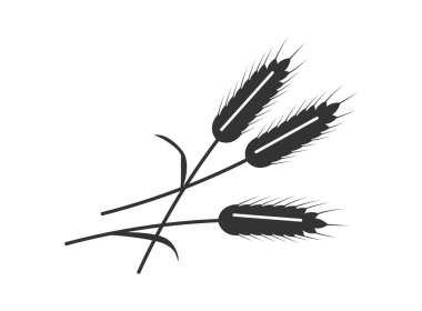 Samanlı ikon. İnce tahıl ve mısır gevreği kulakları olan koyu renk bir siluet. Buğday, yulaf ya da saman. Sosyal ağlar için tasarım ögesi. Çizgi film düz vektör çizimi beyaz arkaplanda izole edildi