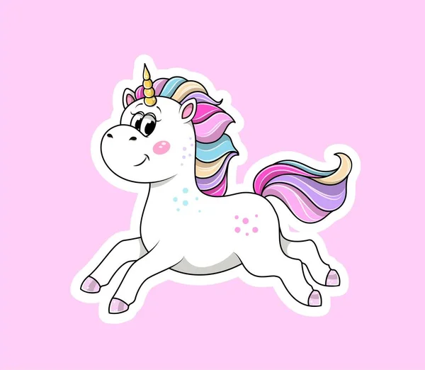 Stiker Unicorn Yang Lucu Imajinasi Dan Fantasi Karakter Fiksi Dan - Stok Vektor