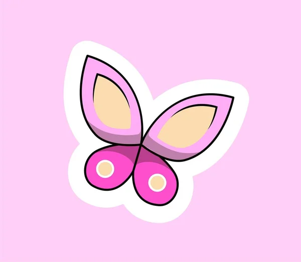 Niedlicher Schmetterling Sticker Symbol Des Frühlings Natur Und Fauna Insekten — Stockvektor