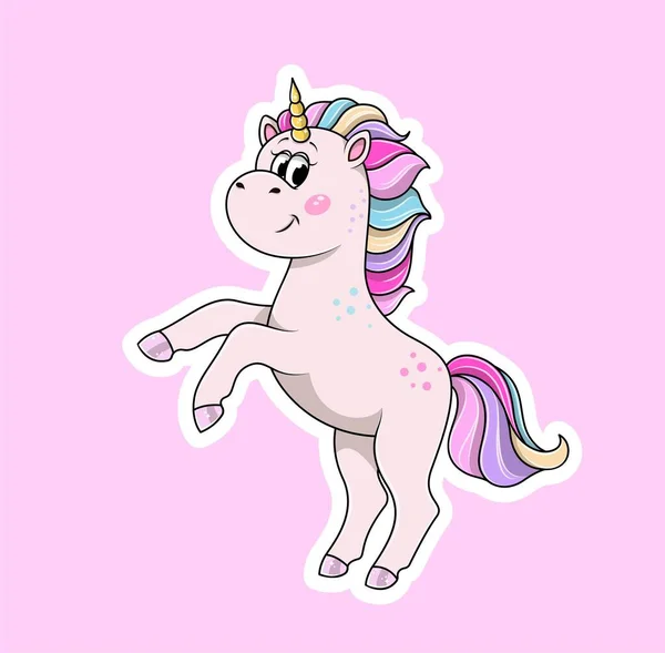 Stiker Unicorn Yang Lucu Karakter Menawan Dan Menawan Mainan Atau - Stok Vektor