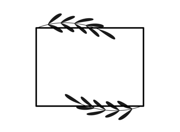 Простая Геометрическая Цветочная Рамка Красивая Прямоугольная Иконка Граница Травой Растением — стоковый вектор