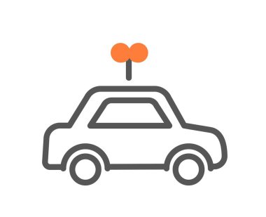 Çocuk arabası ikonu. Erkekler için saat mekanizmalı bir oyuncak. Minimalist yaratıcılık ve sanat. Çocukluk ve eğlence, oyun. Araç, ulaşım ve sedan. Çizgi film düz vektör çizimi