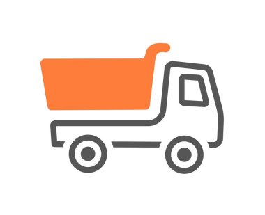 Çocuk kamyonu ikonu. Malların taşınması, poster ya da web sitesi afişi. Çocuklar için oyuncaklar, çocukluk ve eğlence. Program ve uygulamalar için arayüz. Çizgi film düz vektör çizimi