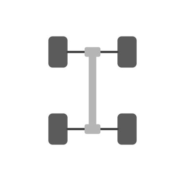 Araba süspansiyon ikonu. Otomobil, ulaşım ve araç detayları. Modifikasyon ve ayarlama. Şirket ve organizasyon için logotype, markalaşma. Çizgi film düz vektör çizimi