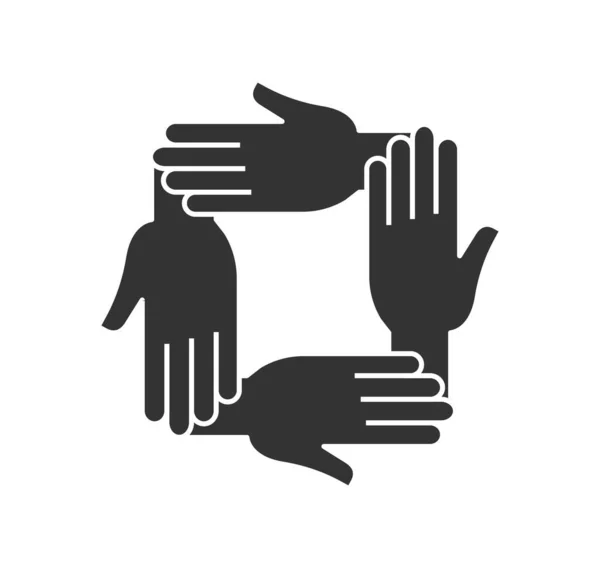 Черный Значок Рук Плакат Баннер Сайта Благотворительность Волонтерство Метафора Поддержки — стоковый вектор