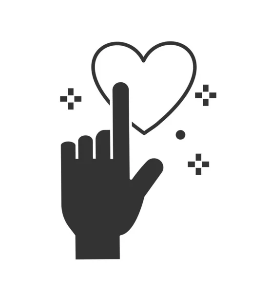Pflegende Hand Mit Herz Symbol Schwarz Liebe Unterstützung Und Hilfe — Stockvektor