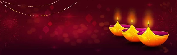 Diwali Banner Koncepció Helyet Szöveg Bemutatók Gyertyák Háttérben Hagyományos Minták — Stock Vector