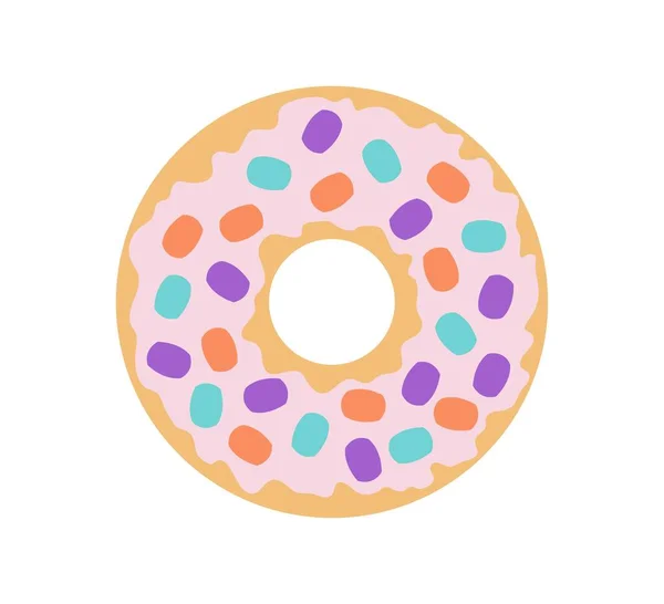 Donut Mit Streusel Café Oder Restaurantkarte Symbol Für Feiertage Veranstaltungen — Stockvektor