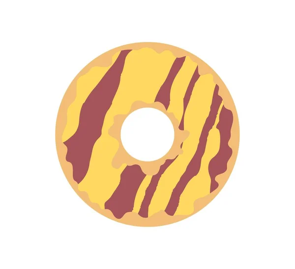 スパイクでドーナツ デザートと繊細さ 美味しくて不健康な食べ物 プログラムとアプリケーションのためのインターフェイス 黄色と茶色のアイシング チョコレート 漫画フラットベクターイラスト — ストックベクタ