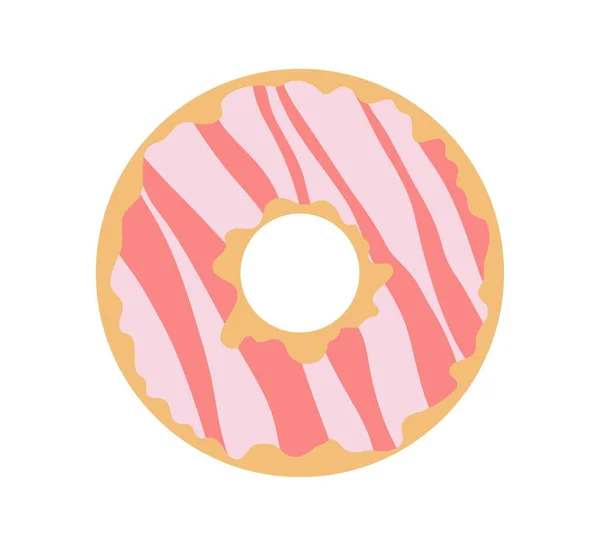Donut Con Salpicaduras Harina Productos Dulces Esmalte Rosa Comida Rápida — Vector de stock