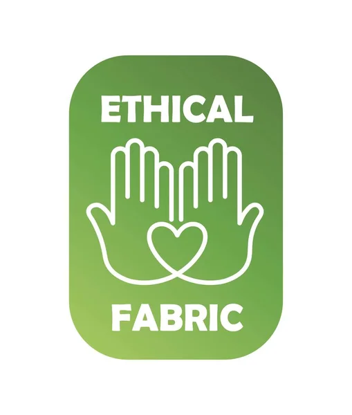 Logo Tejido Ético Silueta Manos Sosteniendo Corazón Activismo Voluntariado Producción — Vector de stock