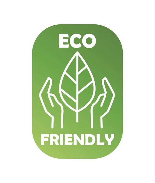 Logo Ecológico Las Manos Sostienen Hoja Verde Cuidado Del Medio — Vector de stock