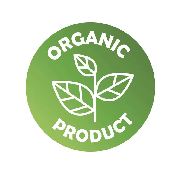 Bio Produkt Logo Runde Sticker Mit Pflanzen Oder Blumensilhouette Minimalistischer — Stockvektor