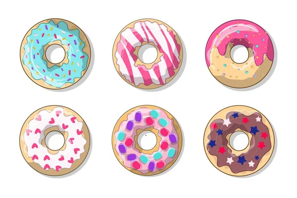 Donuts Vorhanden Sammlung Von Grafischen Elementen Für Die Website Dessert — Stockvektor