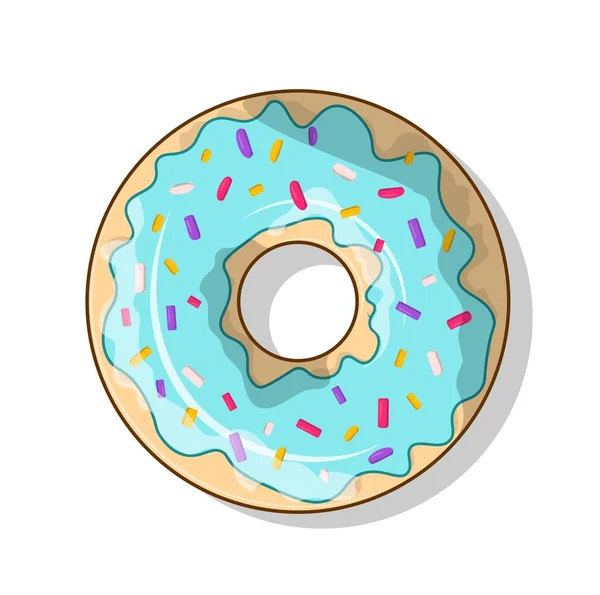 Blaues Donut Symbol Süße Dessert Und Delikatesse Gourmet Minimalistischer Schriftzug — Stockvektor