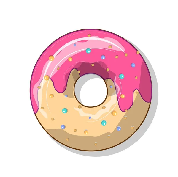Roze Donut Icoon Zoet Dessert Delicatesse Minimalistische Creativiteit Kunst Affiche — Stockvector