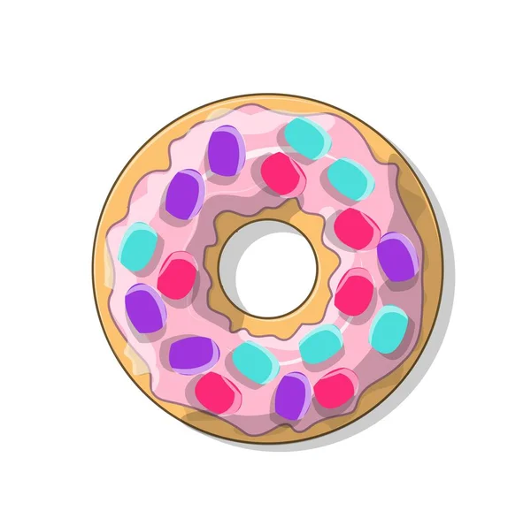 Фиолетовый Пончик Наклейка Социальных Сетей Мессенджеров Логотип Компании Организации Минималистское — стоковый вектор
