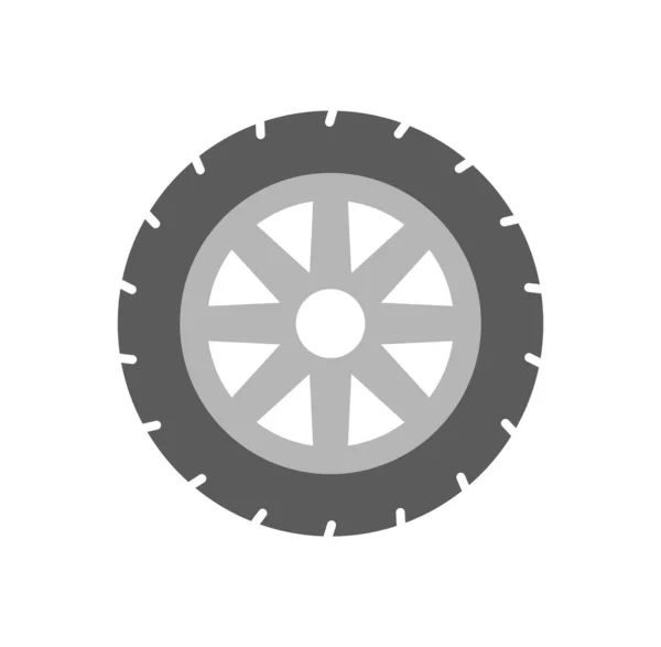 汽车车轮图标 轮胎与磁盘 机器零件 旅行和冒险的象征 公路和高速公路 圆形对象 公司和组织的标识类型 卡通平面矢量插图 — 图库矢量图片