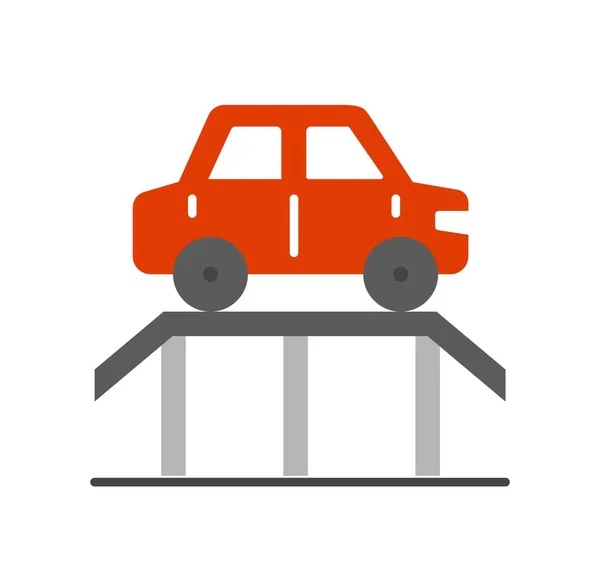 Voiture Sur Pont Icône Transport Modification Réglage Des Ateliers Interface — Image vectorielle