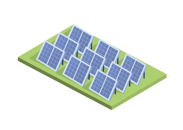 Solar Panels Concept Alternative Energy Sources Reduce Emission Harmful Waste — Stock Vector