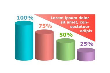 Bilgi sütunları konsepti. İstatistikler, grafikler, grafikler ve diyagramlar. Yüzdeler halinde bölümlendirme, parça. Bilgi grafikleri ve veri görselleştirme, gösterge paneli. Çizgi film düz vektör çizimi