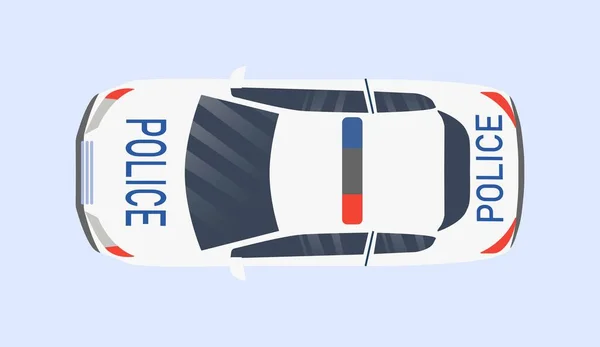 Draufsicht Auf Polizeiwagen Fahrzeug Mit Blaulicht Und Sirene Auf Den — Stockvektor