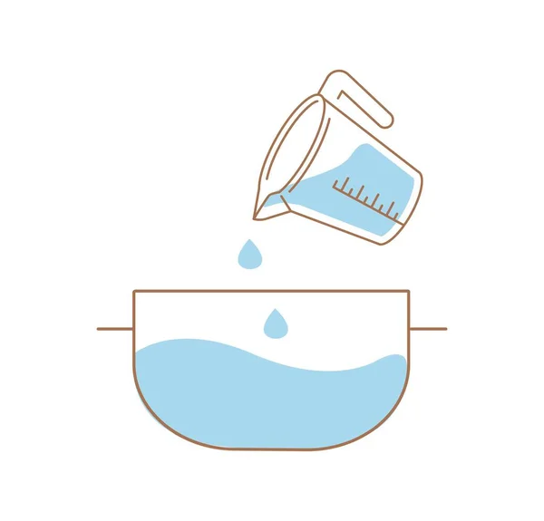 Kochen Der Pfanne Gießen Sie Wasser Aus Filter Und Kanne — Stockvektor