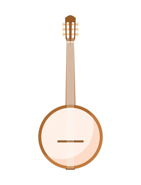 Konsep Banjo Putih String Instrumen Untuk Bermain Melodi Pendidikan Dan - Stok Vektor