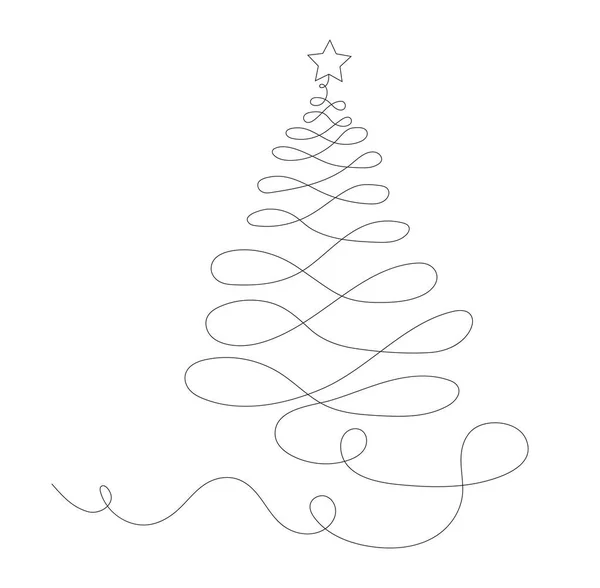 Weihnachtsbaum Mit Sternlinie Minimalistische Kreativität Und Kunst Gestaltungselement Für Grußkarten — Stockvektor