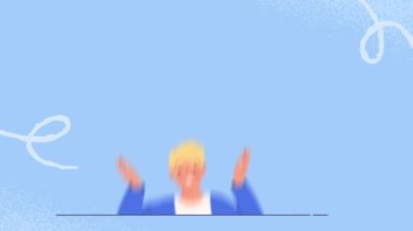 Seyahat hazırlıkları ve tatil planları. Zaman sıkıntısından başını tutan bir adam. Karakter yolculuk için plan yapar, bavul toplar, uçak bileti alır ve otel rezervasyonu yapar. Düz grafik çizgi film