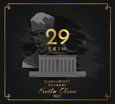 Cumhuriyet Bayrami bayrağı. Türkiye Cumhuriyeti, ulusal kutlama kartpostalı. Kutlu olsun tatili. Egemenlik, bağımsızlık ve özgürlük.