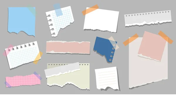 Kağıt Seti Notlar Için Yer Liste Yapmak Için Kağıt Parçaları — Stok Vektör