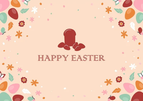 Boho Easter Background Invitation Greeting Card Design Poster Banner Website — Stock Vector