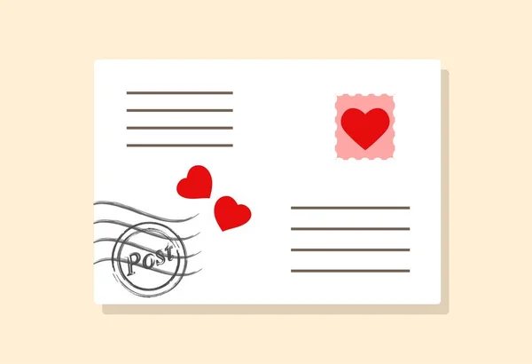 Romantický Koncept Obálky Dopis Pečetí Známkami Milostná Korespondence Plakát Nebo — Stockový vektor